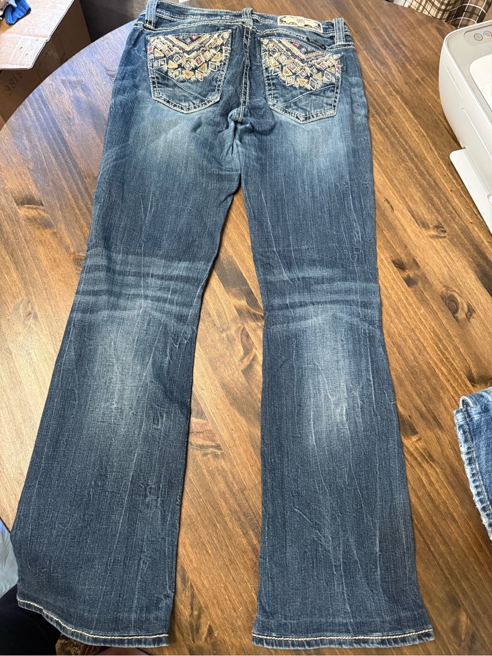 Miss Me Girls Blue Faded Stretch Denim Jeans - Picture 4 of 4